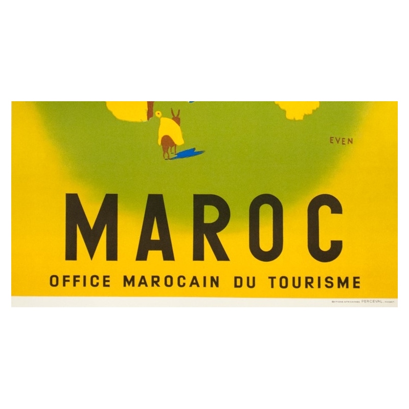 Vintage travel poster - Even - Circa 1950 - Maroc Office Marocain Du Tourisme - 39.8 by 24.4 inches - 3