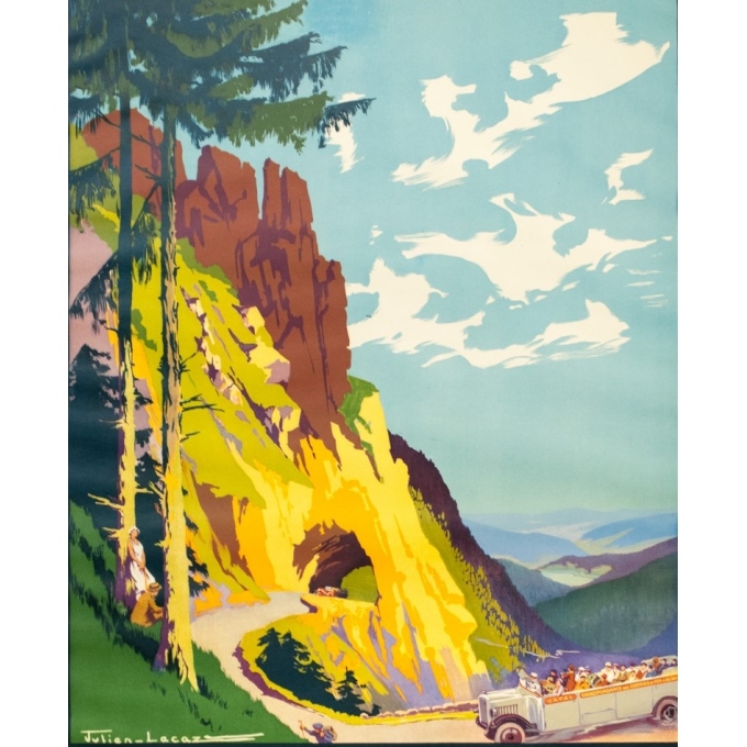 Vintage travel poster - Julien Lacaze - Circa 1920 - La Route Des Vosges - 39.4 by 24.8 inches - 2