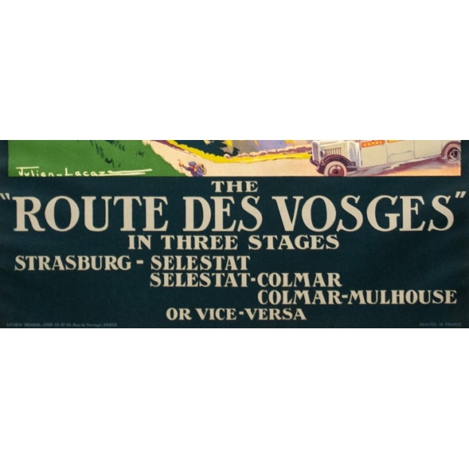 Vintage travel poster - Julien Lacaze - Circa 1920 - La Route Des Vosges - 39.4 by 24.8 inches - 3