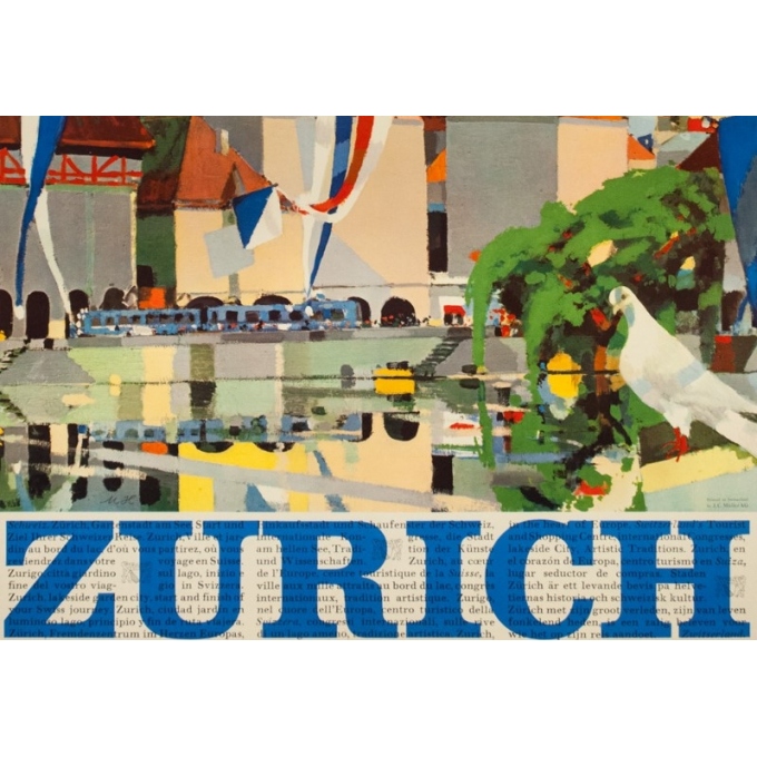 Vintage travel poster - N.H - Circa 1950 - Zurich Suisse - 40.2 by 25.6 inches - 3