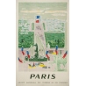 Affiche ancienne de voyage - J.Cavailles - 1957 - Paris SNCF Champs Elysées - 100 par 62 cm