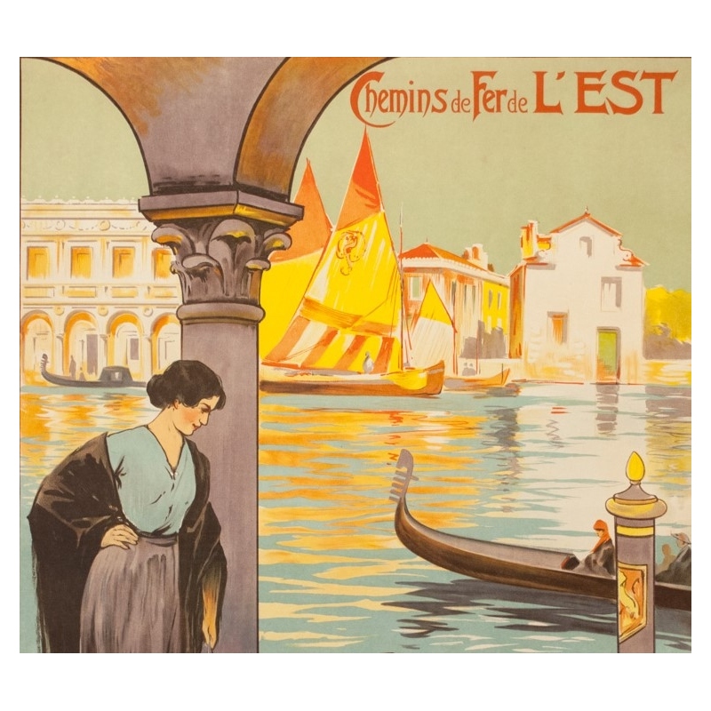 Vintage travel poster - E.Louis Lessieux - Circa 1920 - Venise - 41.3 by 29.5 inches - 2