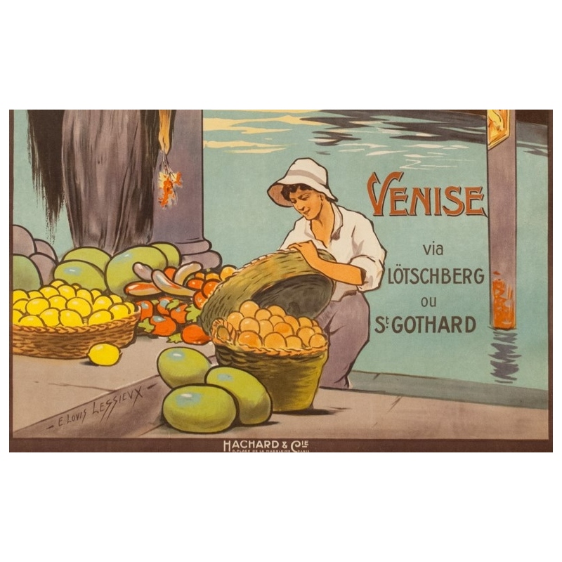 Vintage travel poster - E.Louis Lessieux - Circa 1920 - Venise - 41.3 by 29.5 inches - 3