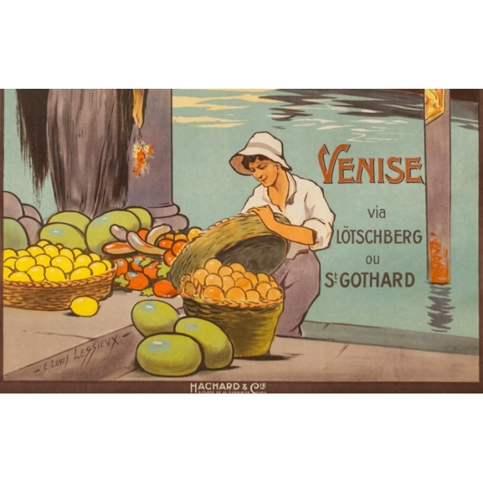 Affiche ancienne de voyage - E.Louis Lessieux - Circa 1920 - Venise - 105 par 75 cm - 3