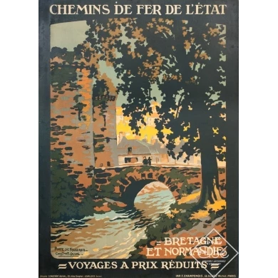 Affiche ancienne de voyage - Constant Duval - Circa 1920 - Fougères Bretagne - 106 par 75 cm