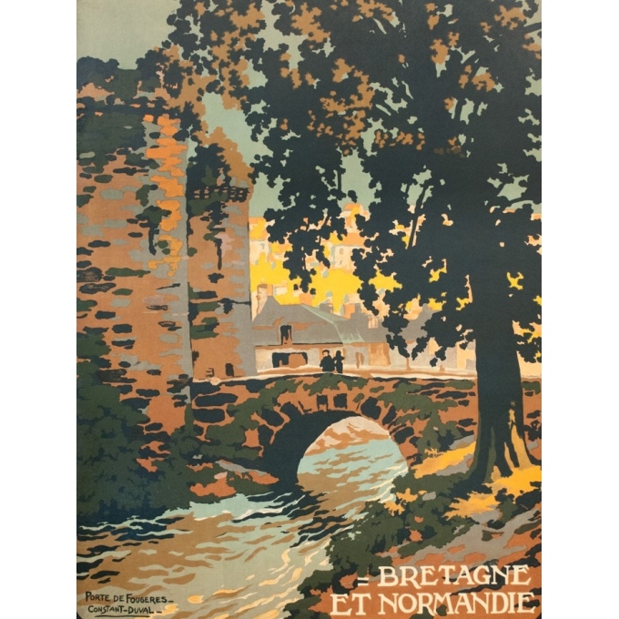 Vintage travel poster - Constant Duval - Circa 1920 - Fougères Bretagne - 41.7 by 29.5 inches - 2