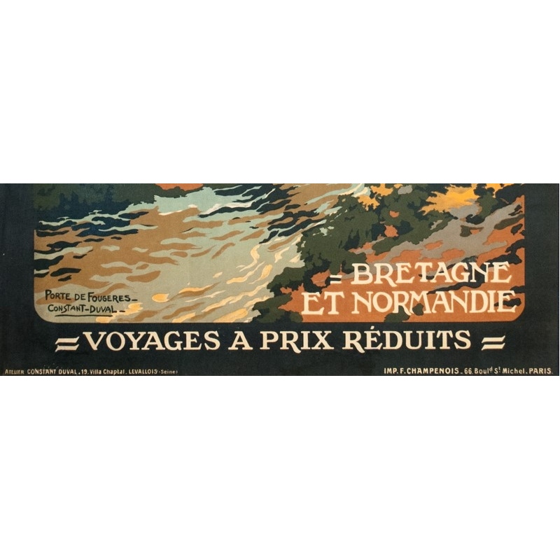 Vintage travel poster - Constant Duval - Circa 1920 - Fougères Bretagne - 41.7 by 29.5 inches - 3
