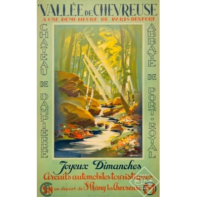 Affiche ancienne originale - Falcucci - 1939 - La Vallée De Chevreuse - 100 par 62.5 cm