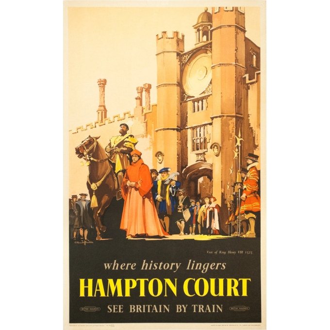 Vintage travel poster - C. C Aude Bluckee - Circa 1920 - Hampton Court Londres - 40.2 by 24.8 inches