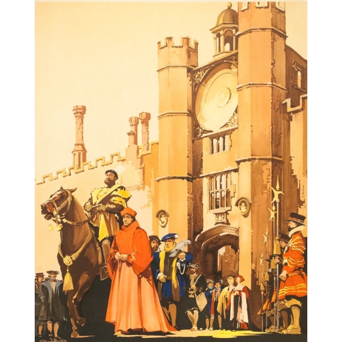 Affiche ancienne de voyage - C. C Aude Bluckee - Circa 1920 - Hampton Court Londres - 102 par 63 cm - 2