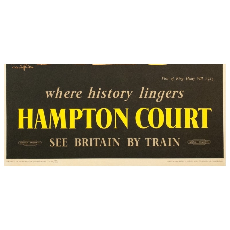 Affiche ancienne de voyage - C. C Aude Bluckee - Circa 1920 - Hampton Court Londres - 102 par 63 cm - 3