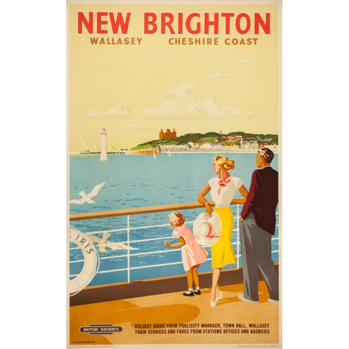 Affiche ancienne de voyage - V.L Danvers - Circa 1950 - New Brighton - 103 par 63 cm