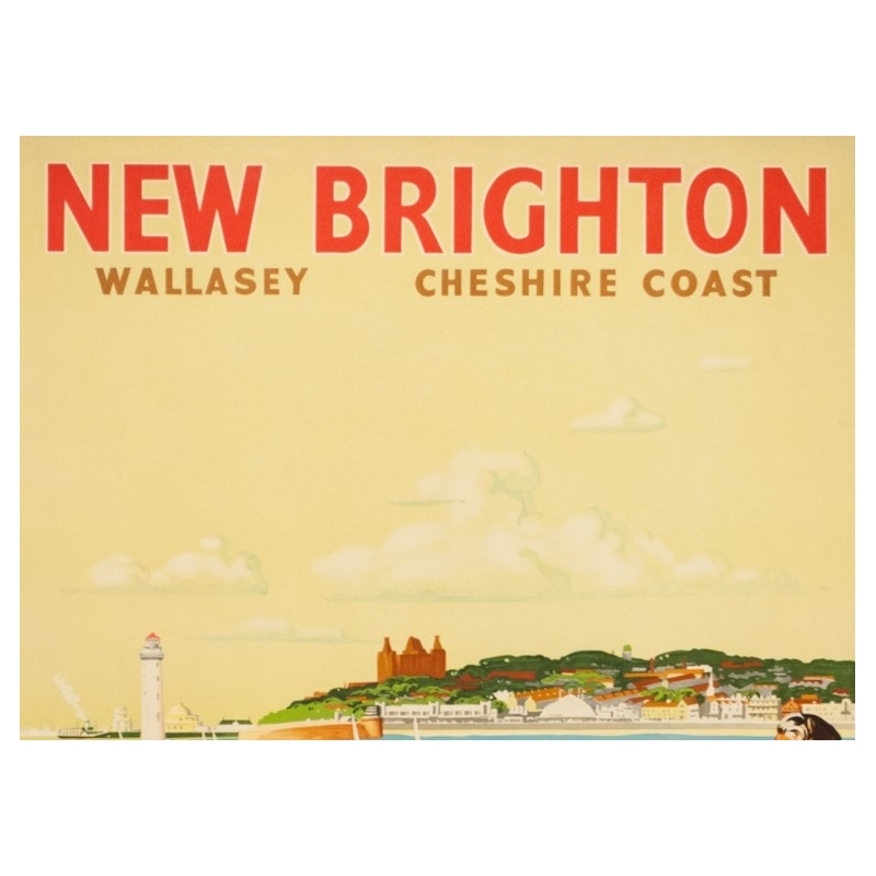 Affiche ancienne de voyage - V.L Danvers - Circa 1950 - New Brighton - 103 par 63 cm - 2