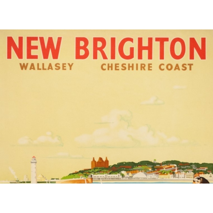 Affiche ancienne de voyage - V.L Danvers - Circa 1950 - New Brighton - 103 par 63 cm - 2