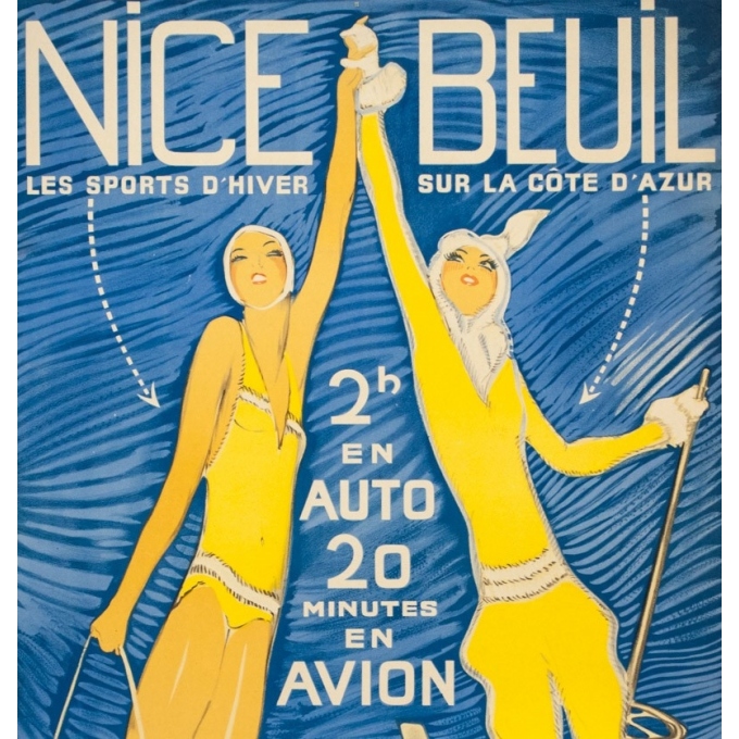 Affiche ancienne de voyage - Jean Gabriel Domergue - Circa 1950 - Nice Beuil - 101.5 par 61 cm - 2