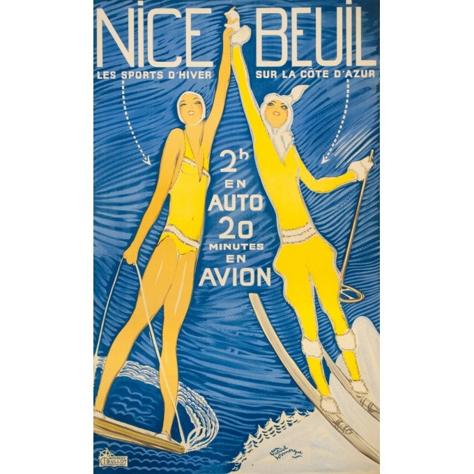 Vintage travel poster - Jean Gabriel Domergue - Circa 1950 - Nice Beuil - 40 by 24 inches