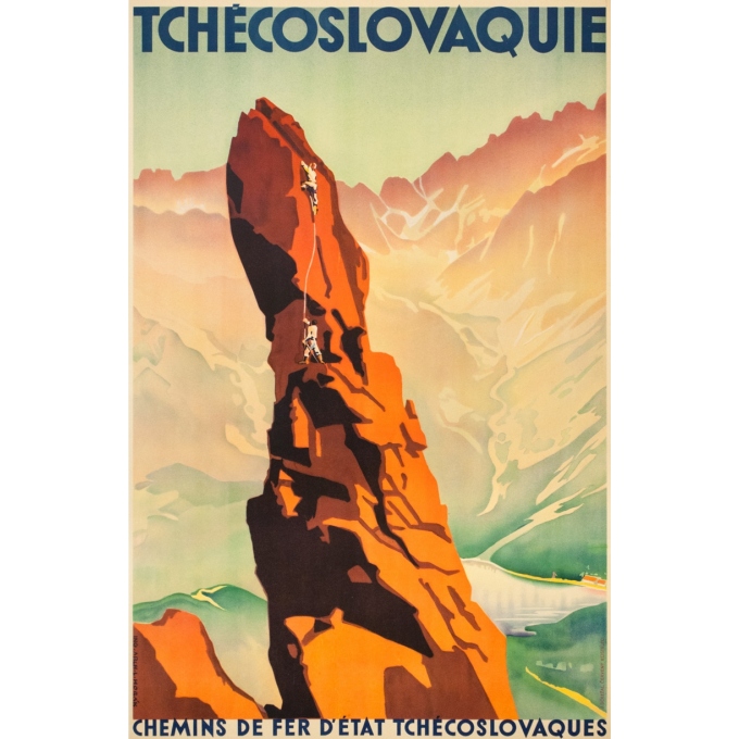 Affiche ancienne de voyage - Arch. L.Horak - Circa 1935 - Tchecoslovaquie Alpinisme - 94 par 61 cm