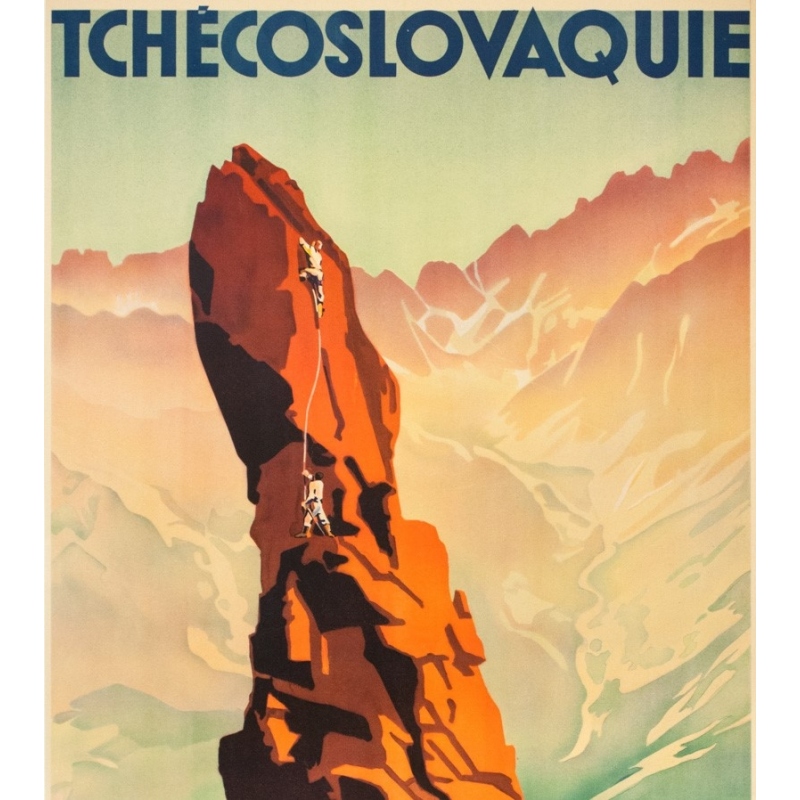 Affiche ancienne de voyage - Arch. L.Horak - Circa 1935 - Tchecoslovaquie Alpinisme - 94 par 61 cm - 2