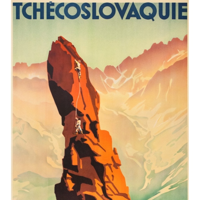 Affiche ancienne de voyage - Arch. L.Horak - Circa 1935 - Tchecoslovaquie Alpinisme - 94 par 61 cm - 2