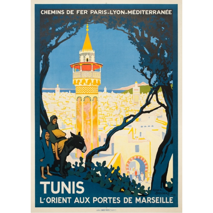 Vintage travel poster - Rogers Broders - 1920 - Tunis L'Orient Aux Portes de Marseille - 42.3 by 30.3 inches Vintage travel poster - Rogers Broders - 1920 - Tunis L'Orient Aux Portes de Marseille - 42.3 by 30.3 inches