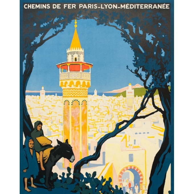 Vintage travel poster - Rogers Broders - 1920 - Tunis L'Orient Aux Portes de Marseille - 42.3 by 30.3 inches - 2