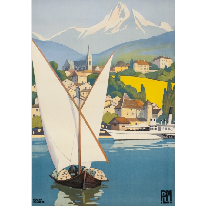 Vintage travel poster - Rogers Broders - 1930 - Thonon Les Bains - 39.6 by 24.8 inches - 2