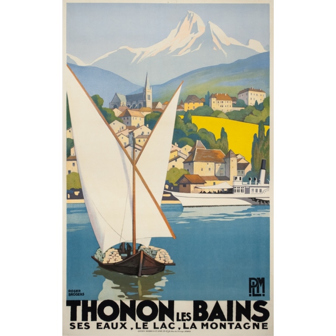 Affiche ancienne de voyage - Rogers Broders - 1930 - Thonon Les Bains - 100.5 par 63 cm