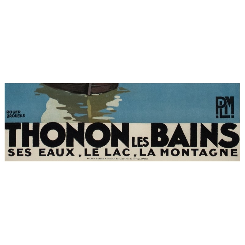 Vintage travel poster - Rogers Broders - 1930 - Thonon Les Bains - 39.6 by 24.8 inches - 3