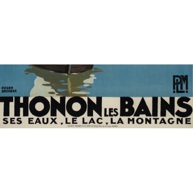 Vintage travel poster - Rogers Broders - 1930 - Thonon Les Bains - 39.6 by 24.8 inches - 3