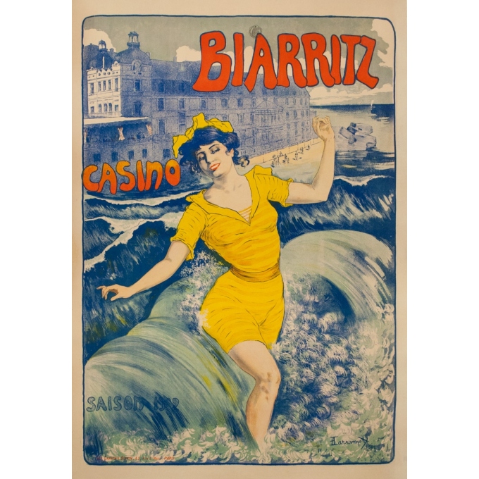 Affiche ancienne de voyage - Larramet - 1902 - Biarritz Casino - 116.5 par 80 cm