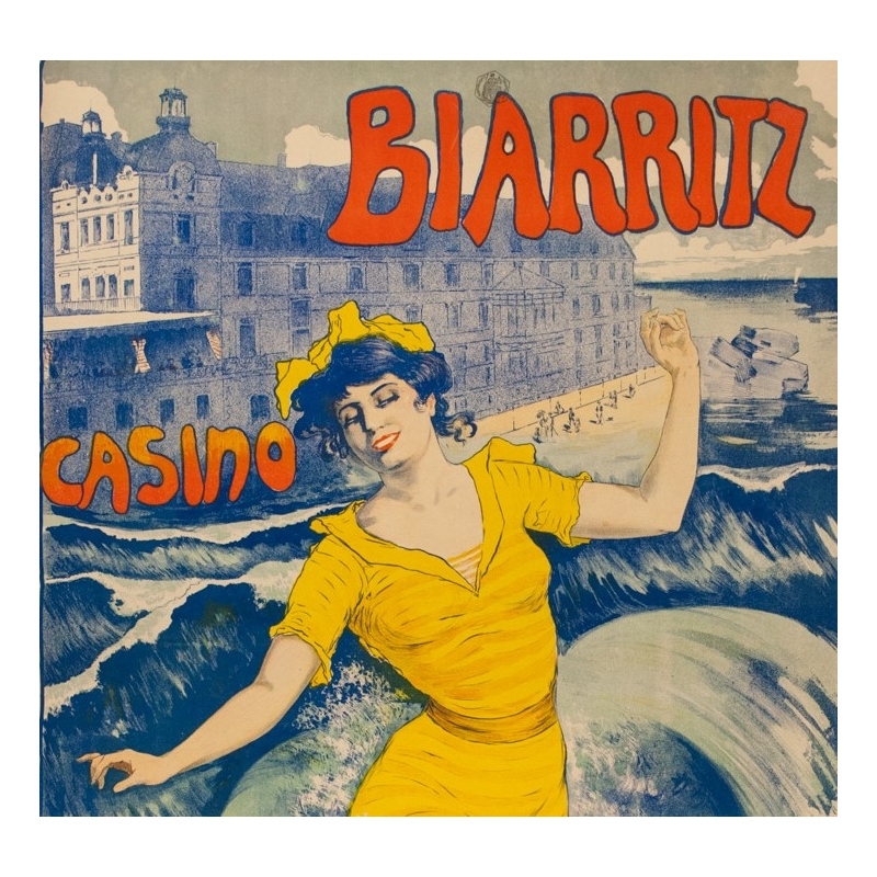Vintage travel poster - Larramet - 1902 - Biarritz Casino - 45.9 by 31.5 inches - 2