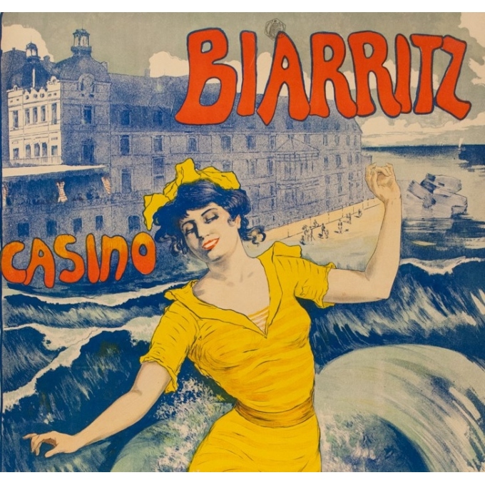 Affiche ancienne de voyage - Larramet - 1902 - Biarritz Casino - 116.5 par 80 cm - 2