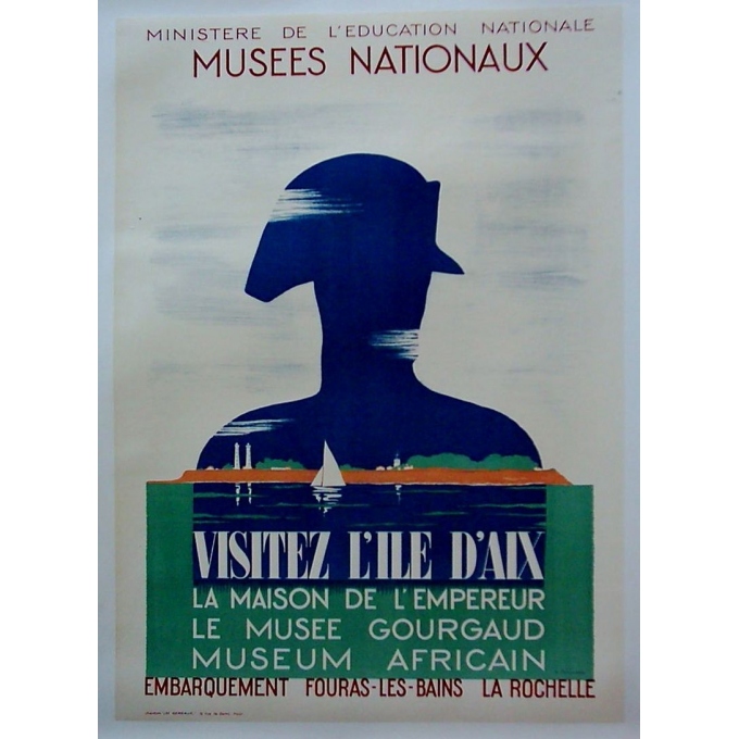 Original french poster, western France. Visitez l’île d'Aix. Elbé Paris.