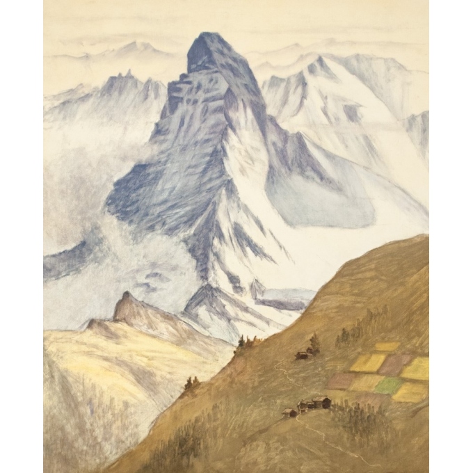 Affiche ancienne de voyage - Aufdendlastten - 1956 - Zermatt - 102 par 65 cm - 2