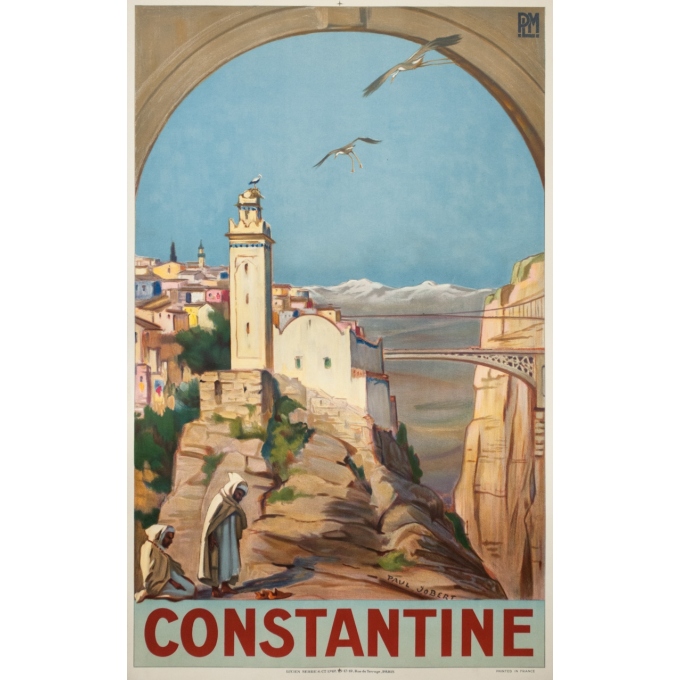 Affiche ancienne de voyage - Paul Jobert - 1926 - Constantine - 100 par 62 cm