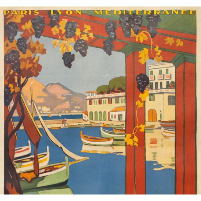 Affiche ancienne de voyage - Guillaume Rogers - 1926 - L'Été Sur La Côte D'Azur Villefranche - 104.5 par 76 cm - 2