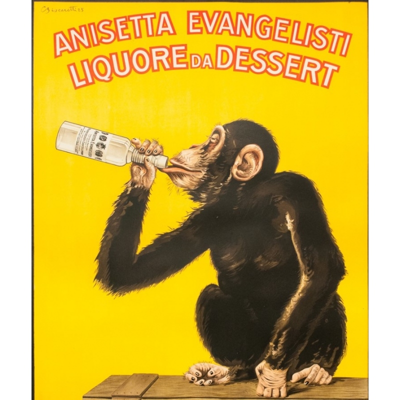 Vintage poster - Biscaretti - 1925 - Anisetta Evangelisti - 55.1 by 39.4 inches - 2