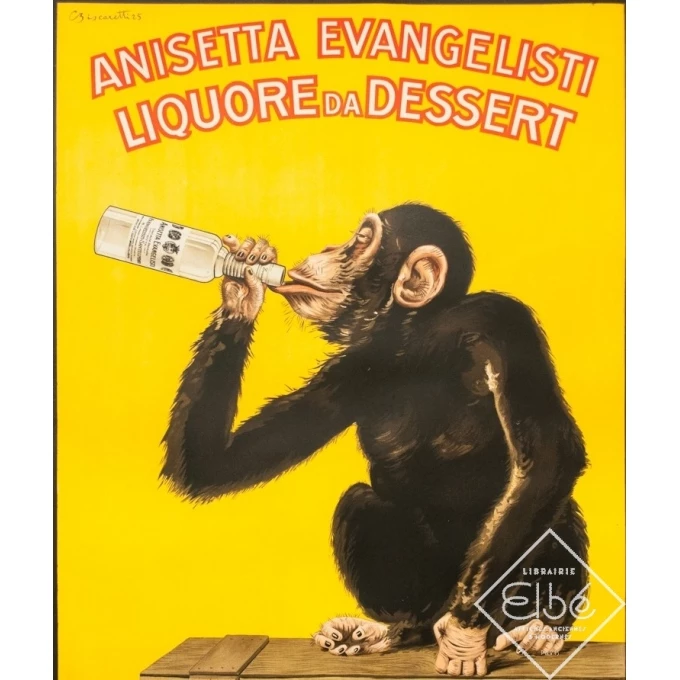 Vintage poster - Biscaretti - 1925 - Anisetta Evangelisti - 55.1 by 39.4 inches - 2