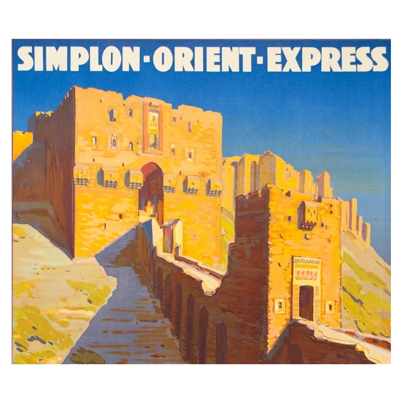 Vintage travel poster - Joseph de la Nézière - 1927 - Simplon Orient Express Alep - 42.1 by 30.3 inches - 2