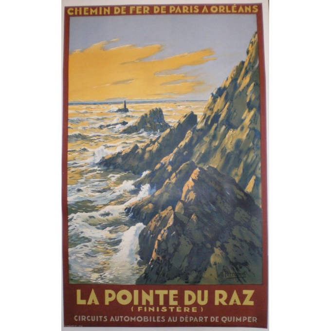 Affiche La Pointe du Raz (Finistère), circuits automobiles au départ de Quimper. Elbé Paris.