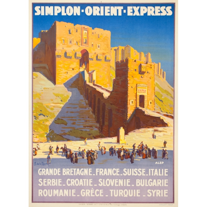 Vintage travel poster - Joseph de la Nézière - 1927 - Simplon Orient Express Alep - 42.1 by 30.3 inches