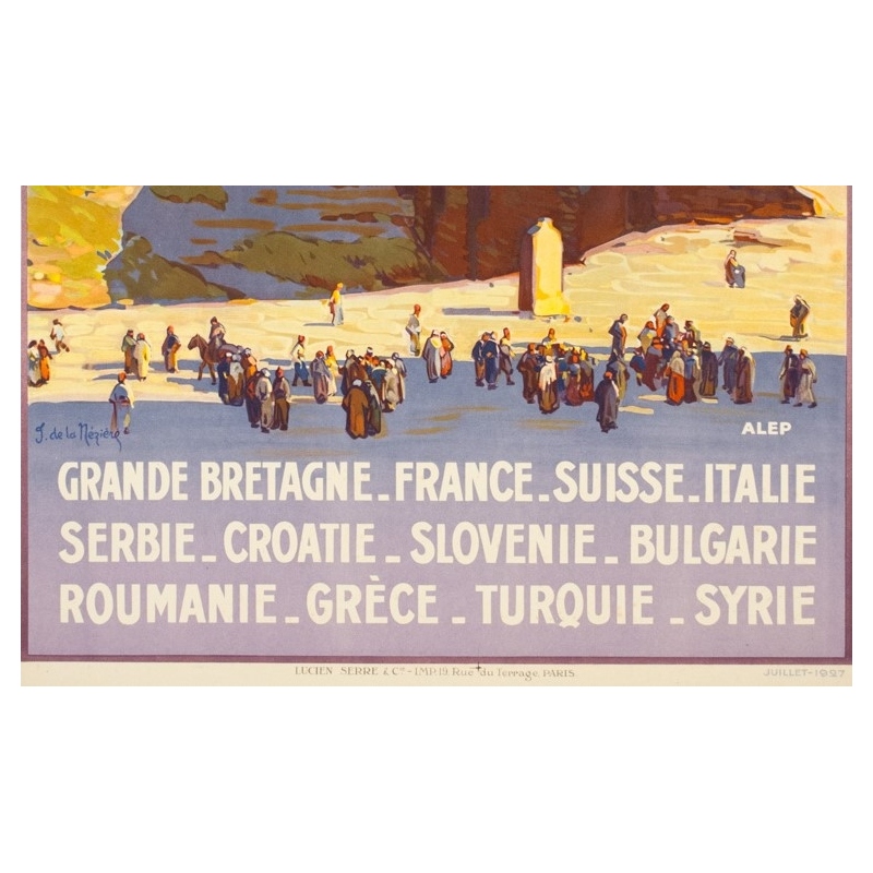 Affiche ancienne de voyage - Joseph de la Nézière - 1927 - Simplon Orient Express Alep - 107 par 77 cm - 3