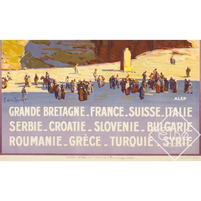 Affiche ancienne de voyage - Joseph de la Nézière - 1927 - Simplon Orient Express Alep - 107 par 77 cm - 3