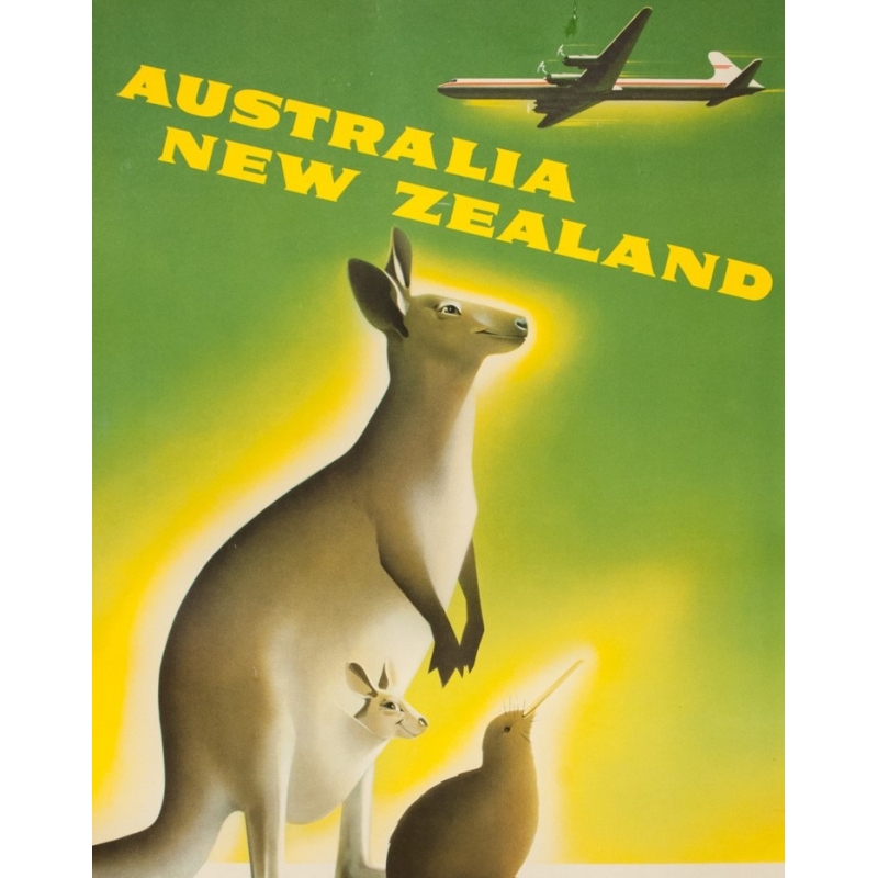 Affiche ancienne de voyage - Anonyme - Circa 1950 - Australia New Zeland Fly Canadian Pacific - 90 par 61 cm - 2