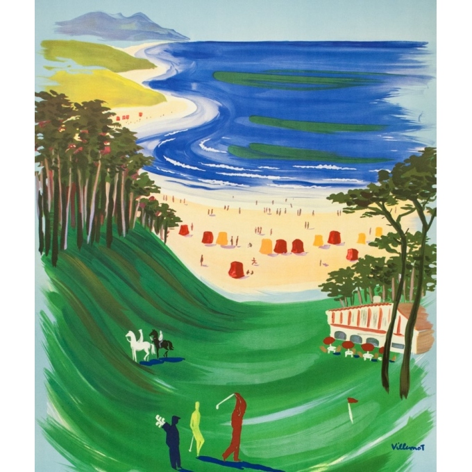 Vintage travel poster - Villemot - 1957 - Visitez la Côte Basque - 39 by 24.4 inches - 2