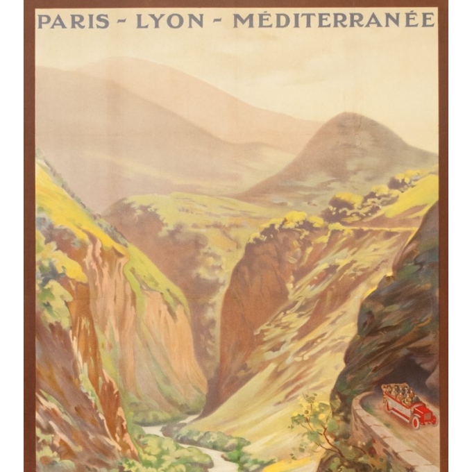 Affiche ancienne de voyage - René Péan - Circa 1910 - Route Des Alpes PLM Massif De L'Oisans - 108 par 79 cm - 2