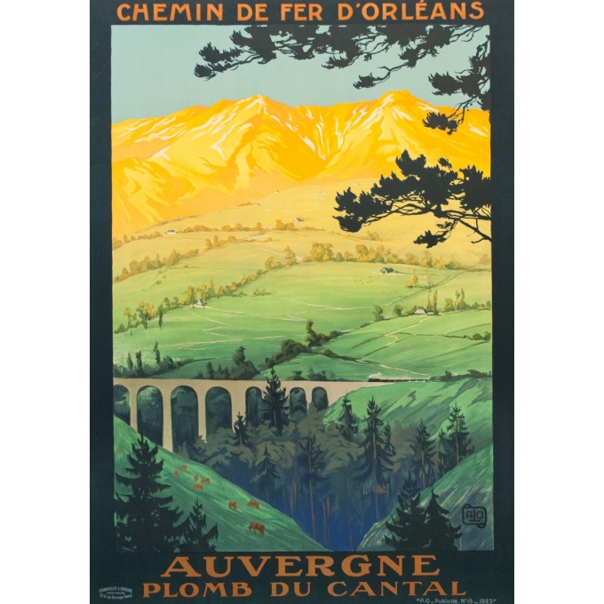 Affiche ancienne de voyage - Hallo - 1923 - Auvergne Plomb Du Cantal - 104.5 par 74 cm