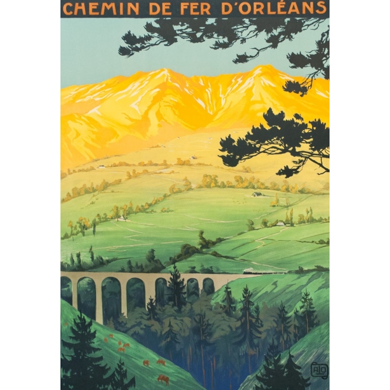 Affiche ancienne de voyage - Hallo - 1923 - Auvergne Plomb Du Cantal - 104.5 par 74 cm - 2