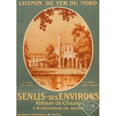Vintage travel poster - Hallo - Circa 1920 - Senlis Abbaye De Chaalis - 41.1 by 30.7 inches