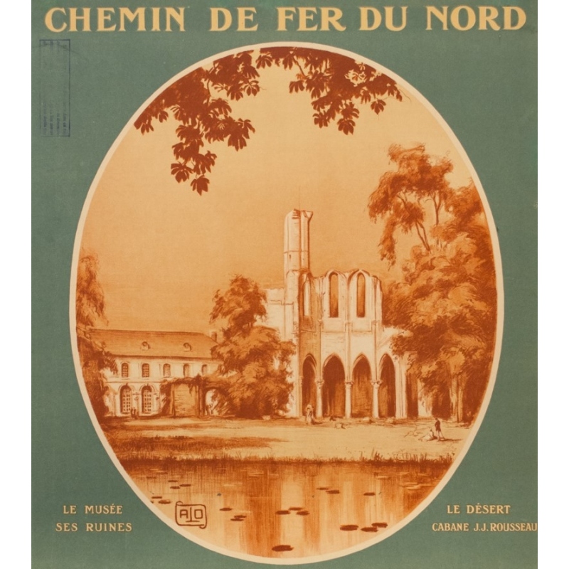 Vintage travel poster - Hallo - Circa 1920 - Senlis Abbaye De Chaalis - 41.1 by 30.7 inches - 2